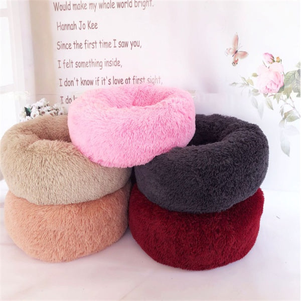Kaba Studio™ Fluffy Round Cat Bed – Cozy Winter Nest for Cats & Small Pets