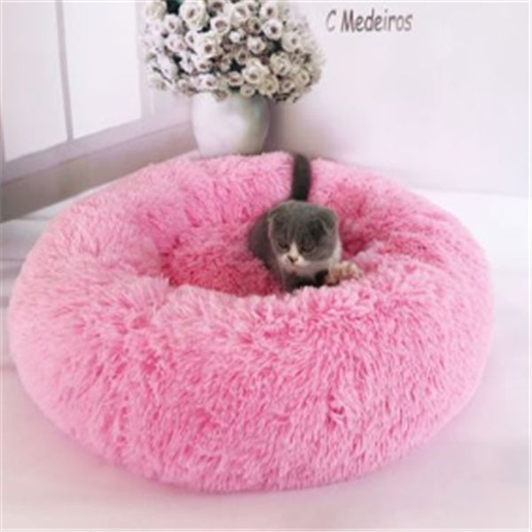 Kaba Studio™ Fluffy Round Cat Bed – Cozy Winter Nest for Cats & Small Pets