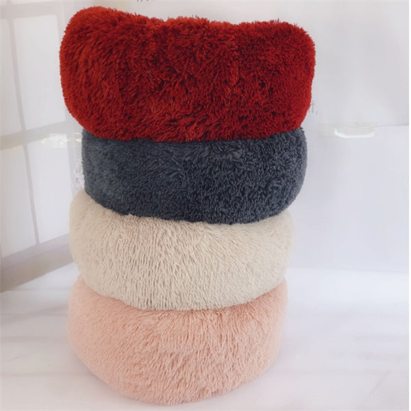 Kaba Studio™ Fluffy Round Cat Bed – Cozy Winter Nest for Cats & Small Pets