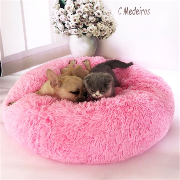 Kaba Studio™ Fluffy Round Cat Bed – Cozy Winter Nest for Cats & Small Pets