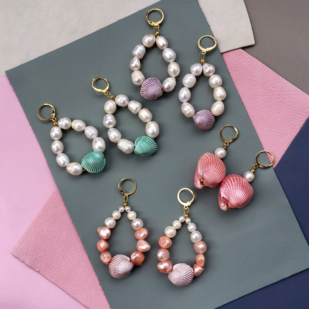 Candy Shell Pearl Earrings – Elegant Design