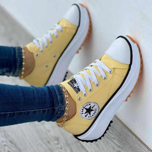 : Flat Lace-Up Canvas Sneakers – Women’s Casual Shoes