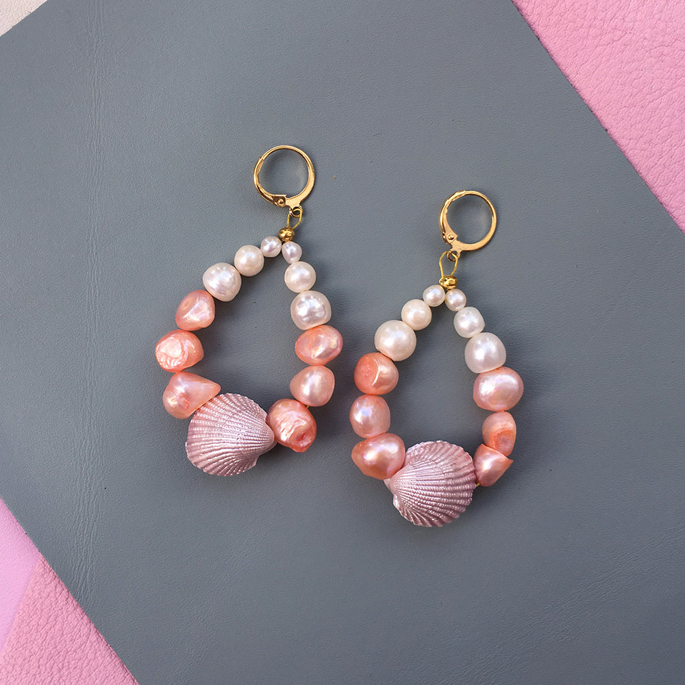 Candy Shell Pearl Earrings – Elegant Design