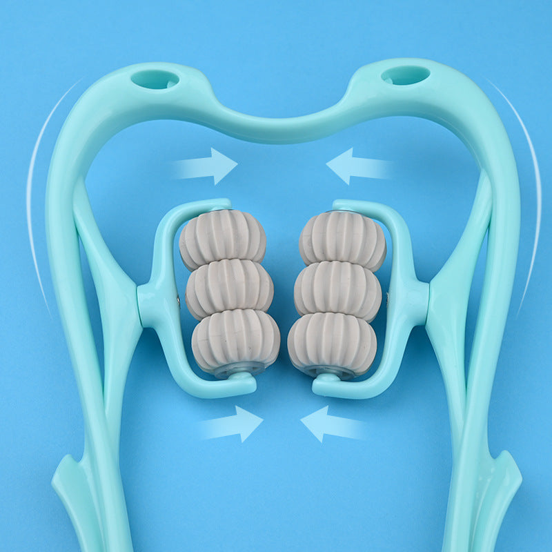 “Six-Wheel Neck & Shoulder Roller – Relaxing Self-Massage Tool”